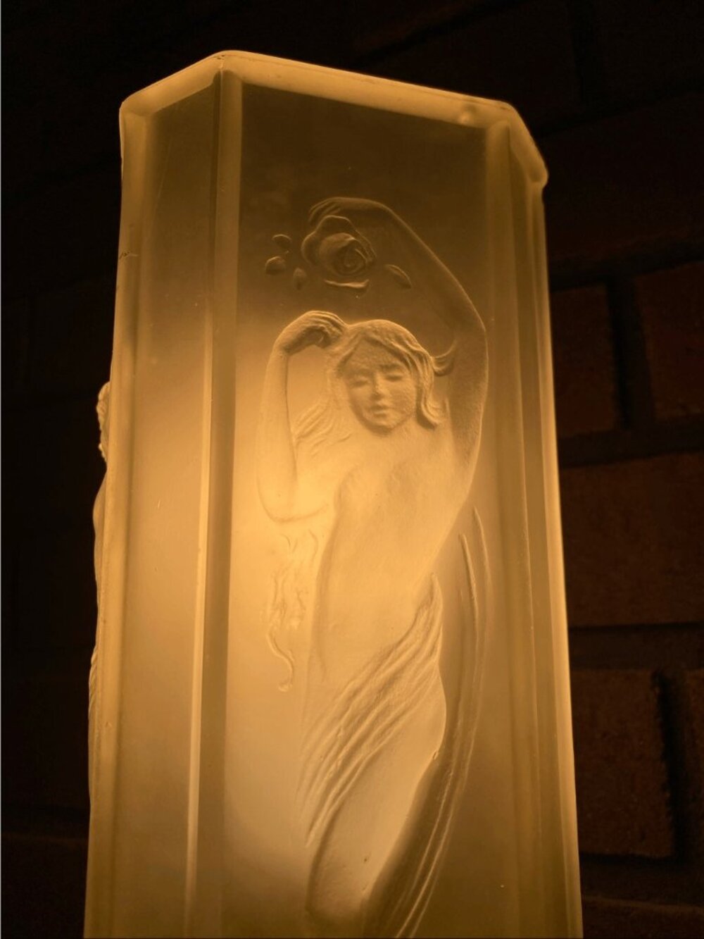 Vintage Tiffin #16265 Art Deco Nude Lady Dancing Glass Torchiere Lamp with Embos - Picture 8 of 8